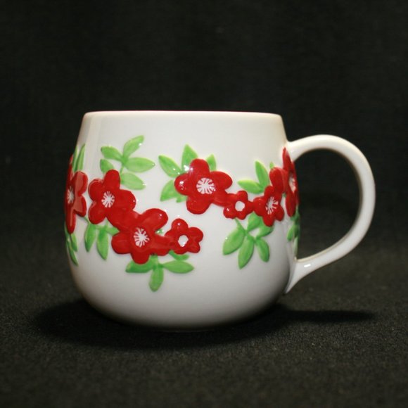 Lot of STARBUCKS 2007 Red and Yellow Flower Coffee Mugs Matching Set(No Returns) - Picture 5 of 16